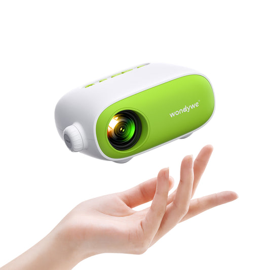 Wondywe Mini Projector, Upgraded Bluetooth Projector with Screen, 1080P Full HD Portable Projector, Movie Projector Compatible with TV Stick Smartphone/HDMI/USB, indoor & outdoor use